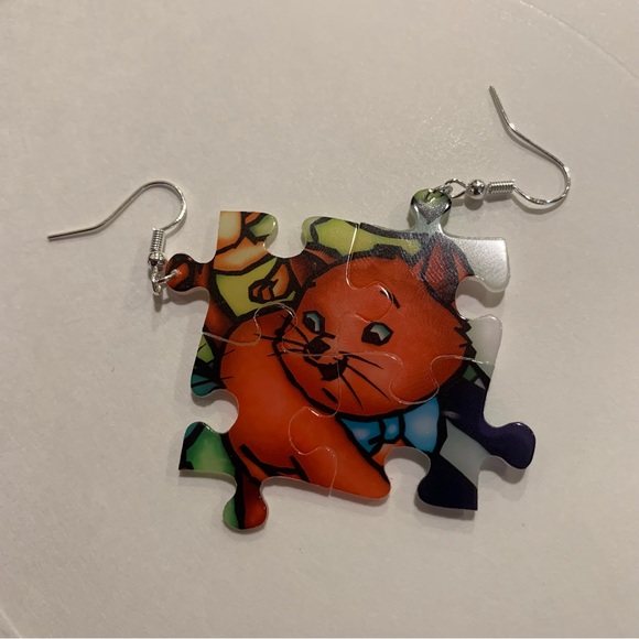 Handmade puzzle earrings - Picture 4 of 9